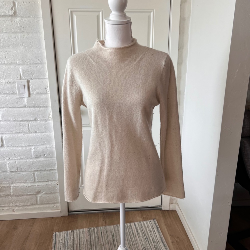 J.Crew & Sutton Studio Cashmere Sweaters Lot 2 Pink Cream Mock Crew Neck Medium